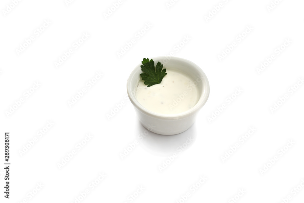 Garlic sauce on a white background. Garlic mayonnaise dip Garlic sauce on a white background. Garlic mayonnaise dip