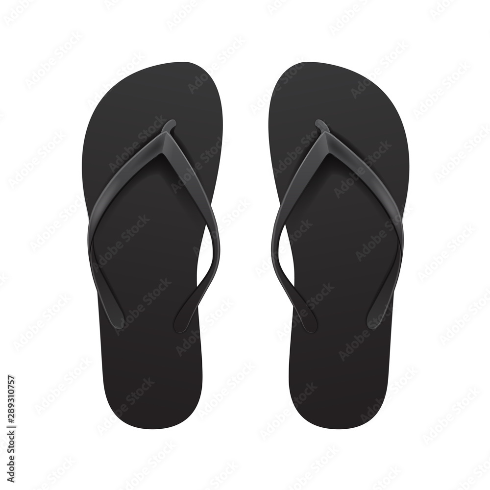 Black Empty Flip Flop set. Vector Design Template of Summer Beach Flip Flops Pair For Advertising, logo print Black Empty Flip Flop set. Vector Design Template of Summer Beach Flip Flops Pair For Advertising, logo print
