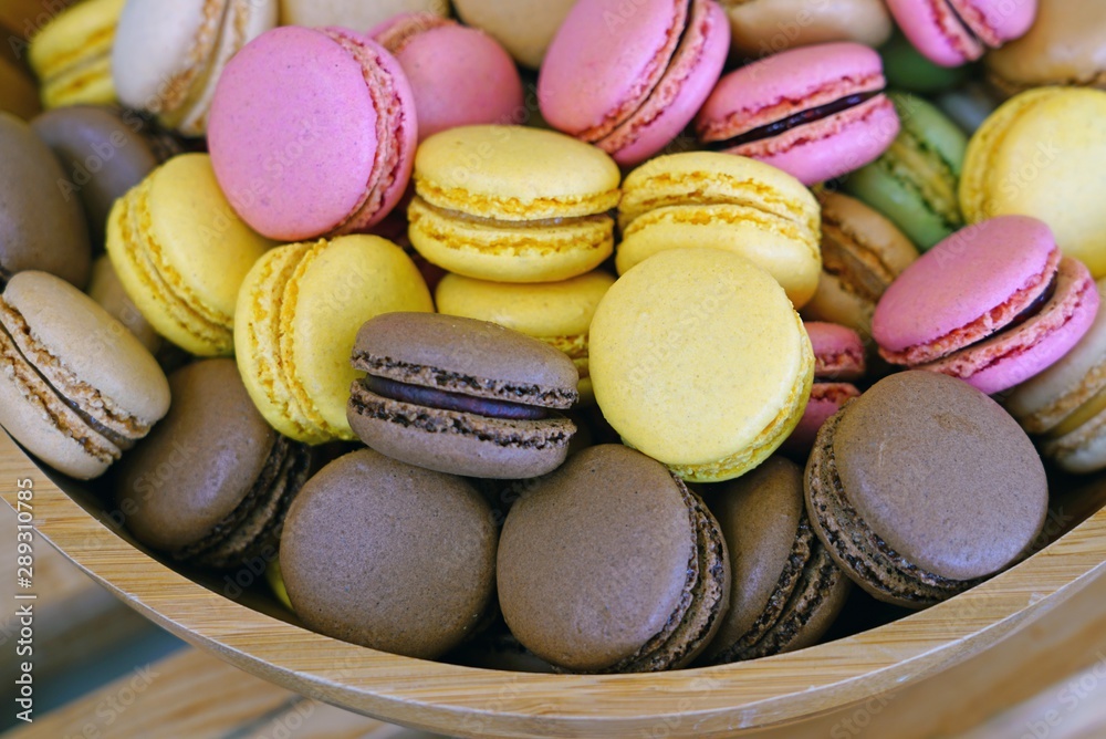 Bowl of colorful macaron cookies Bowl of colorful macaron cookies