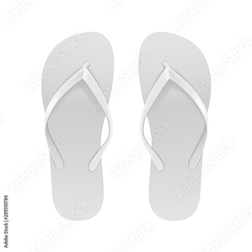 White Empty Flip Flop set. Vector Design Template of Summer Beach Flip Flops Pair For Advertising, logo print