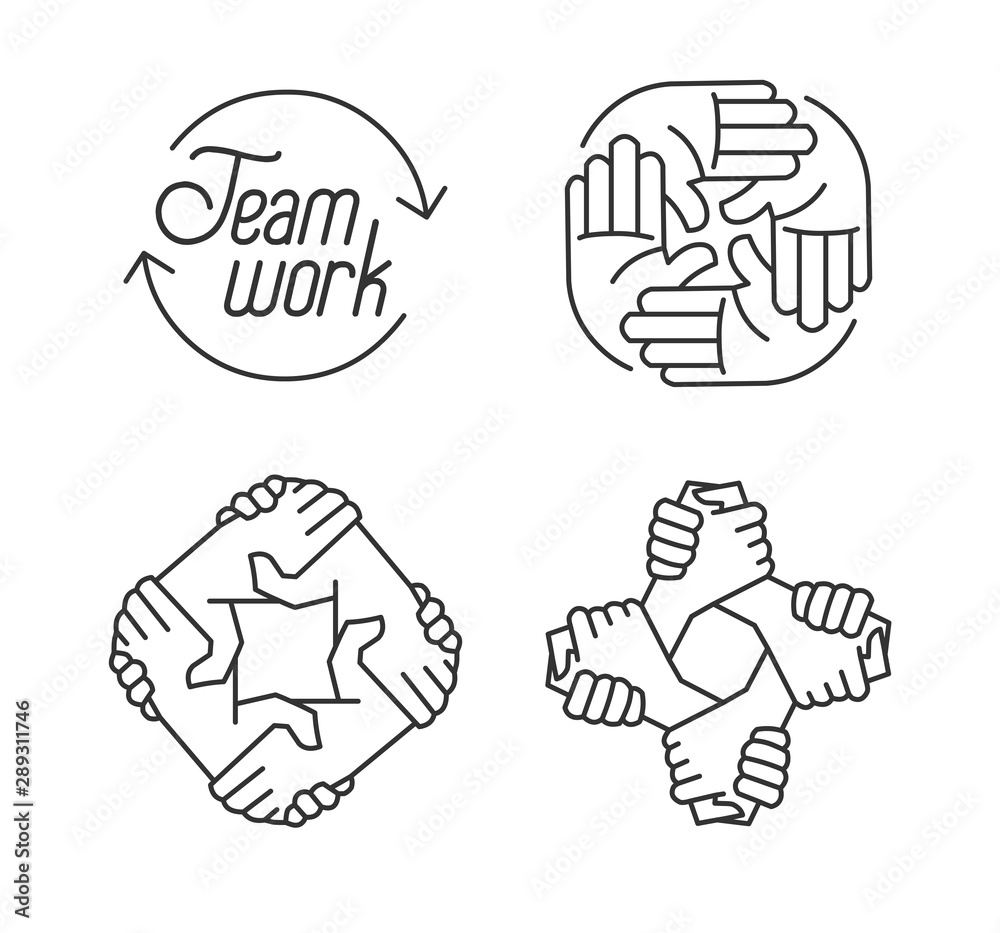 Teamwork logo line icons. Concept of Cooperation and collaboration. Circle of hands. Teamwork logo line icons. Concept of Cooperation and collaboration. Circle of hands.