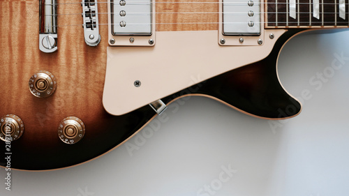 electric guitar. color background . closeup photo