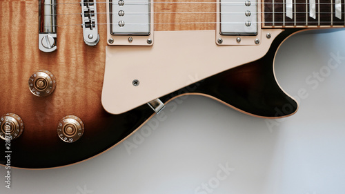 electric guitar. color background . closeup