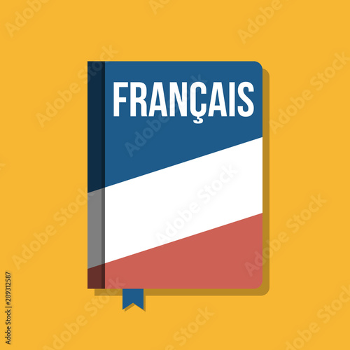 book with french flag cover and francais title, flat vector illustration