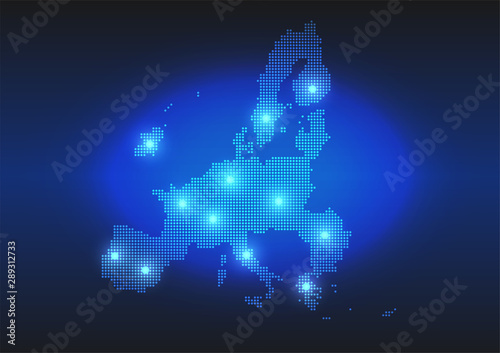 Vector Background of EU Dotted Map inTechnology Digital Style