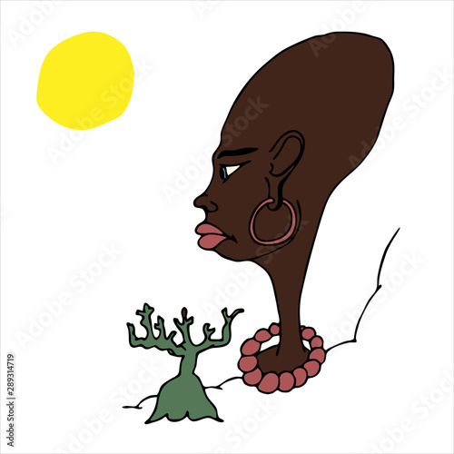 Stylized portrait of a dark-skinned woman