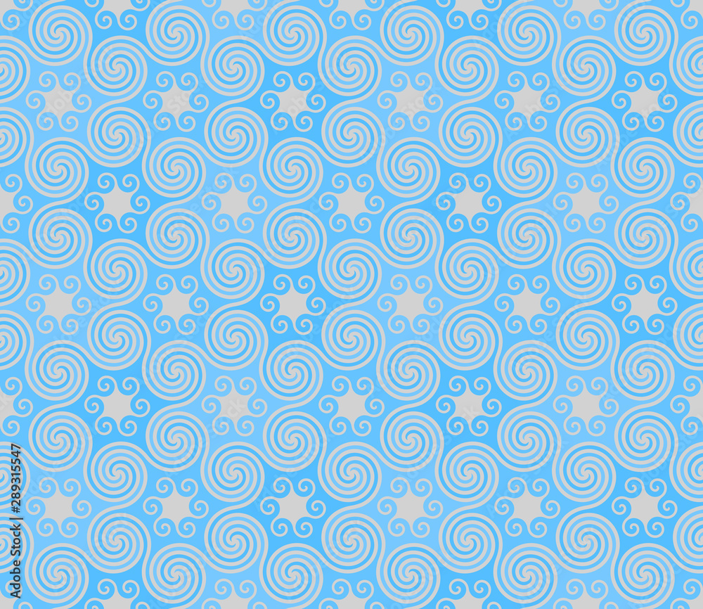 Stained glass texture from snowflakes. Wrapping paper. Seamless pattern.