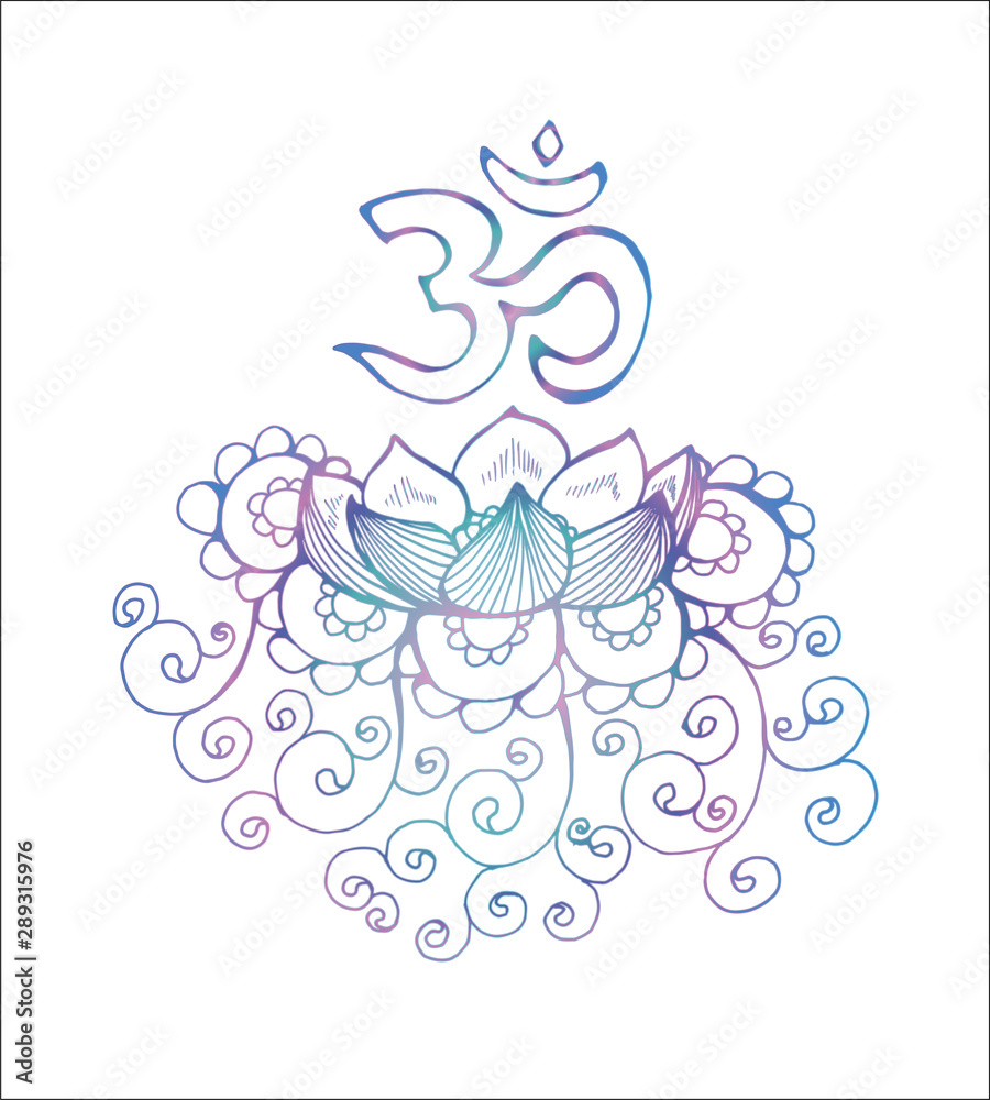 Color lotus illustration. Pattern, om and flowertus illustration. Pattern, om and flower