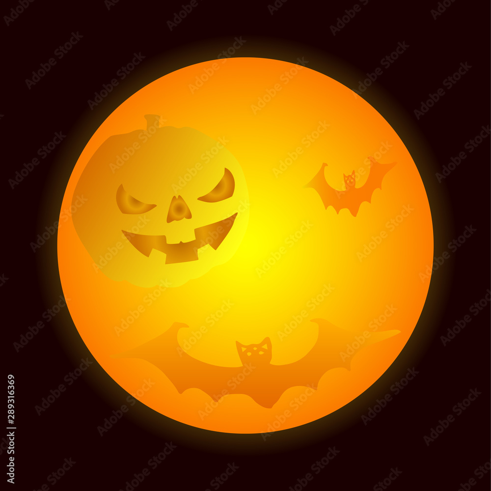 halloween background with pumpkins and moon
