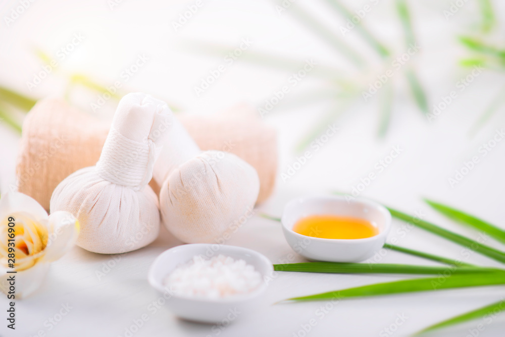 Beautiful spa composition on massage table in wellness center, Beautiful spa composition on massage table in wellness center,