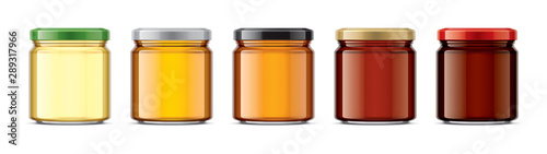 Set of Glass Jar with Honey. 