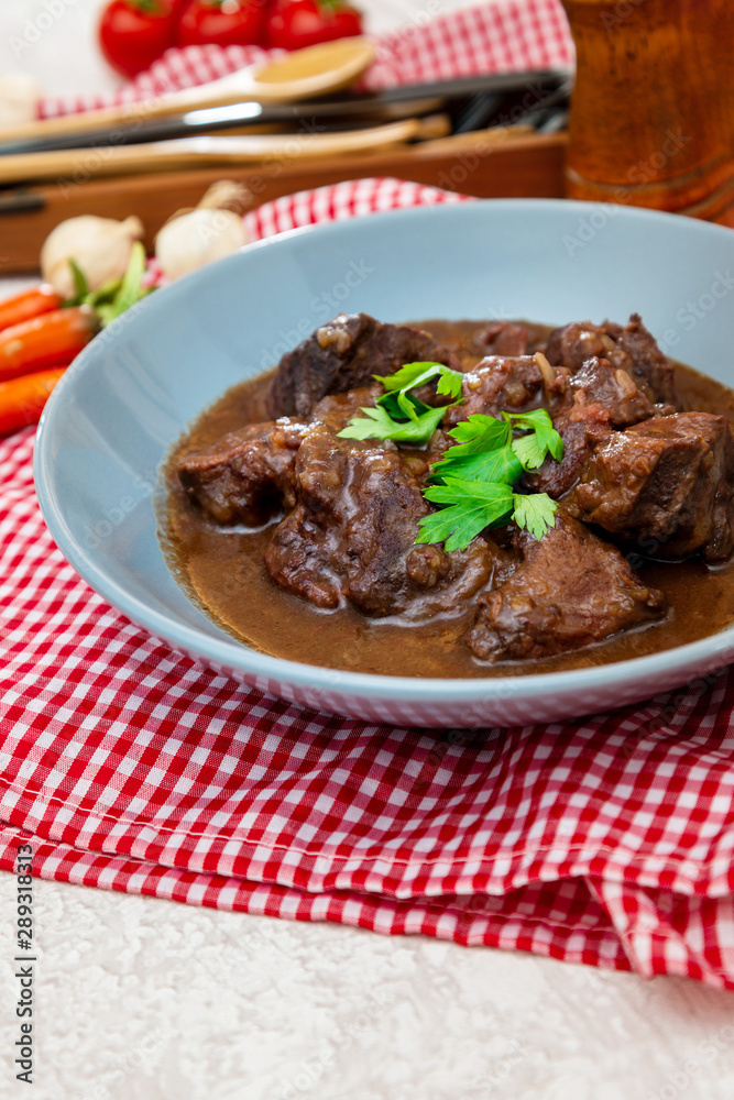 Homemade Beef cheek with wine sauce