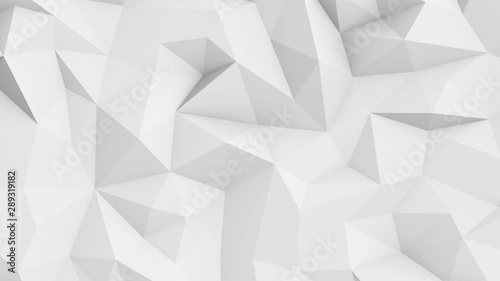 Abstract polygonal geometric surface animation. Clean soft low poly motion white grey background. Seamless loop 4K FullHD