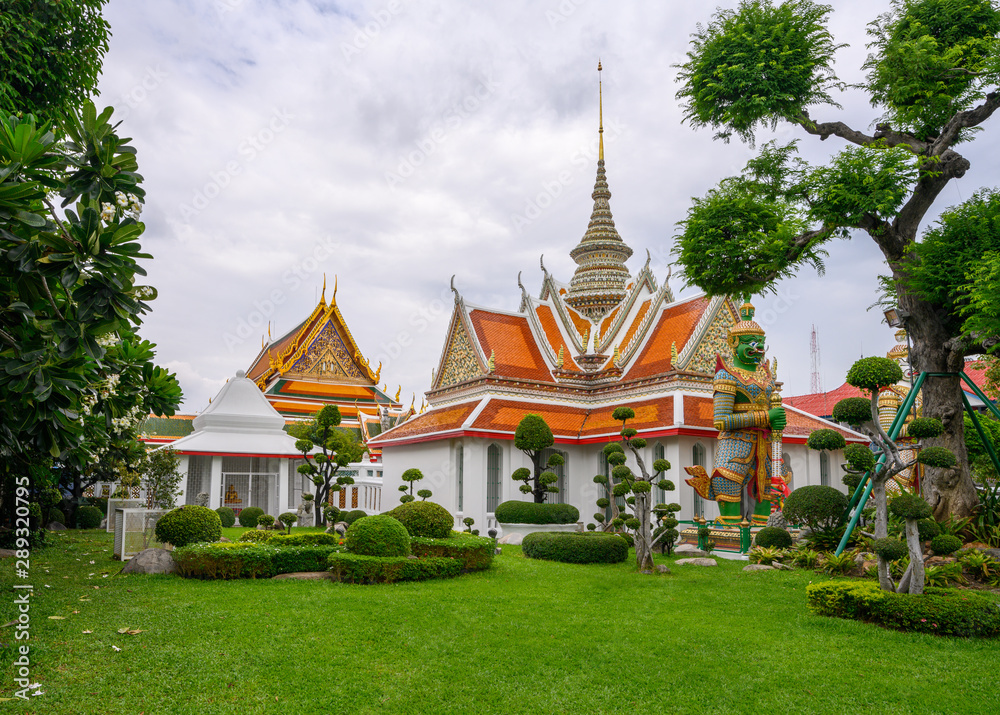 In Bangkok, The Wat Arun is old buddhist temple are located on the Chao Phraya river in Thailand.