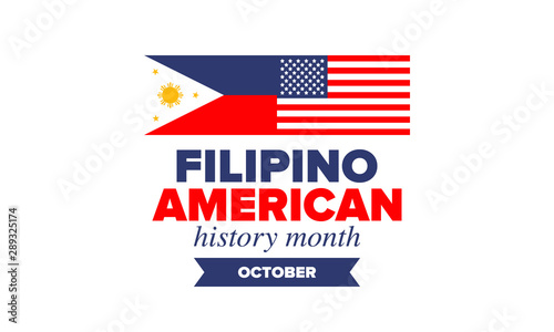 Free Download Filipino American History Month. Happy holiday celebrate annual in October. Filipinos and United States flag. Culture month. Patriotic design. Poster, card, banner, template. Vector illustration - GFXLoad