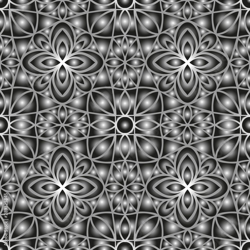 Seamless endless repeating black and white monochrome bright ornament of different colors