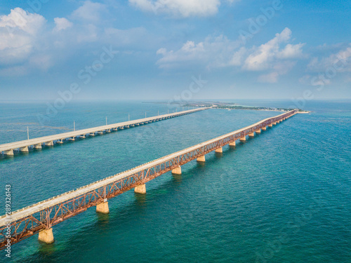 Aerial photo of Florida Keys bridges © oldmn