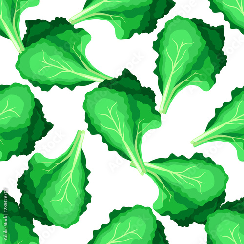 Fresh green salad plant seamless pattern. Vegetarian food backdrop.