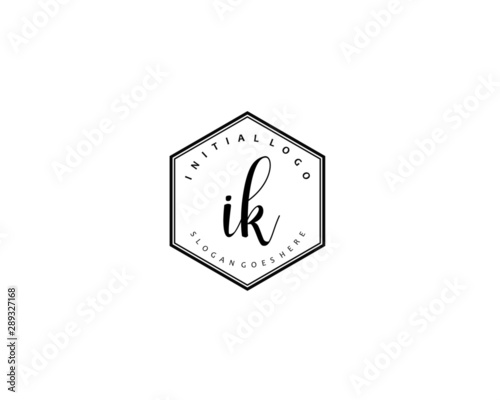  IK Initial letter logo template vector