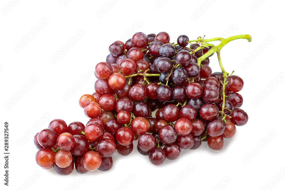 Ripe red grape bunch isolated at white blackground