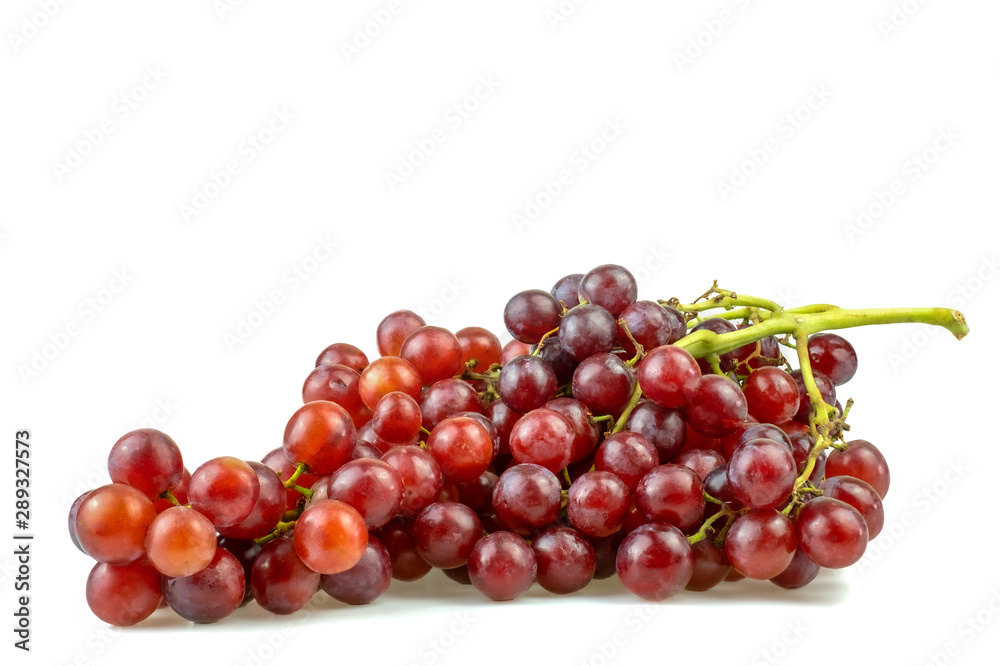 Ripe red grape bunch isolated at white blackground