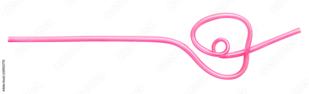 Close-up of a pink cocktail tube, isolated on white background Close-up of a pink cocktail tube, isolated on white background