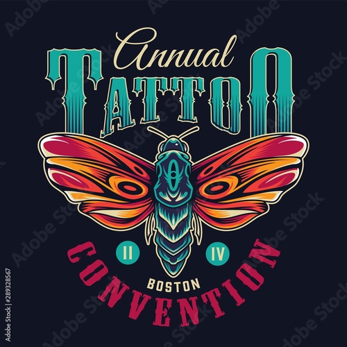 Vintage flash tattoo colorful emblem