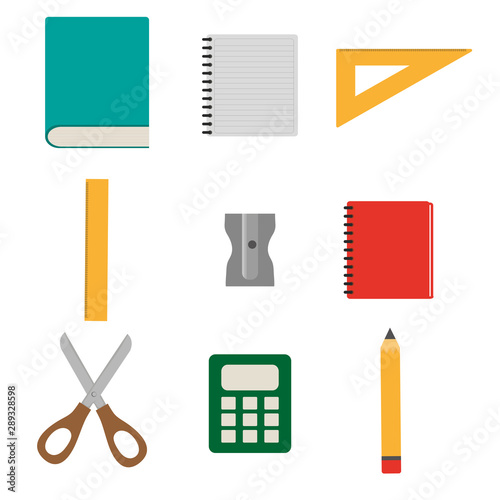 Chancery: book, notebook, triangular ruler, ruler, sharpener, notebook, scissors, calculator, pencil