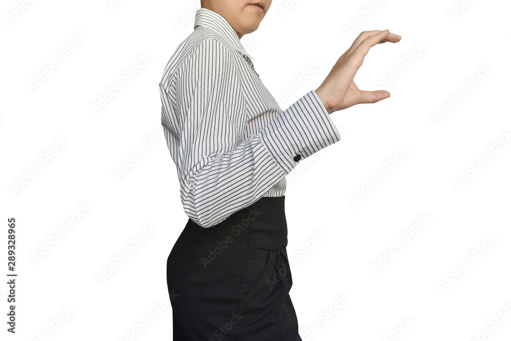 Business woman with hand showing blank sign isolated on white background. This picture has clipping path for easy to use. Business woman with hand showing blank sign isolated on white background. This picture has clipping path for easy to use.