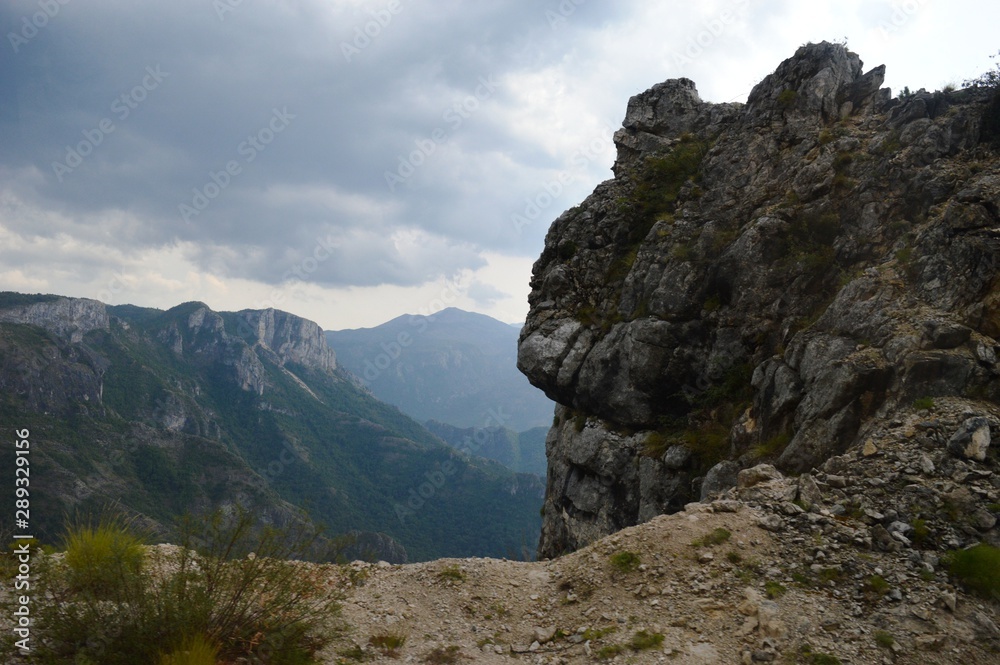 landscape of high mountains in the morning