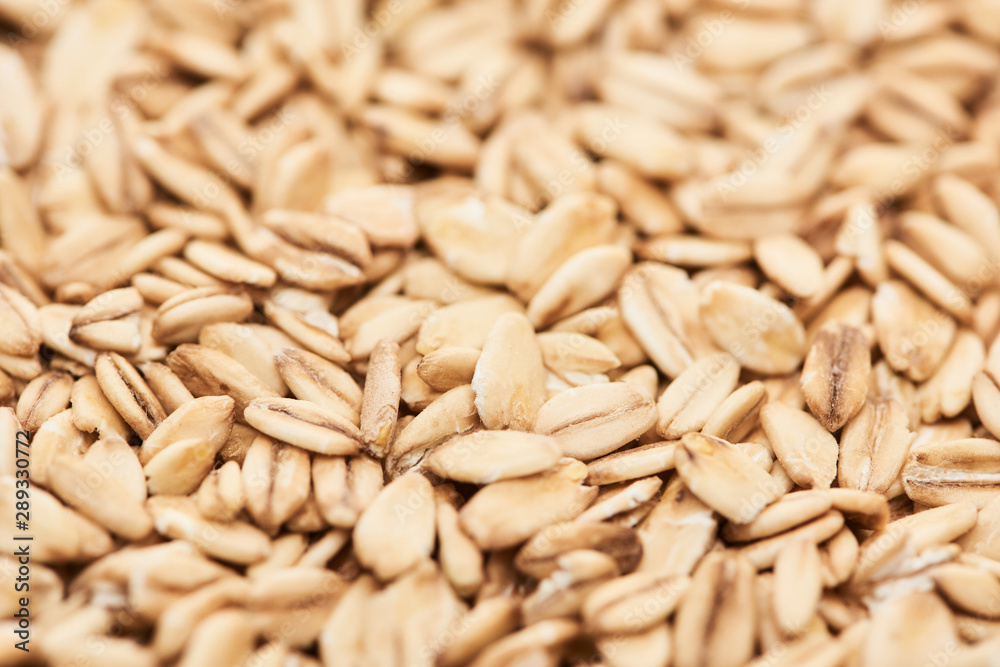 close up view of unprocessed pressed organic oats