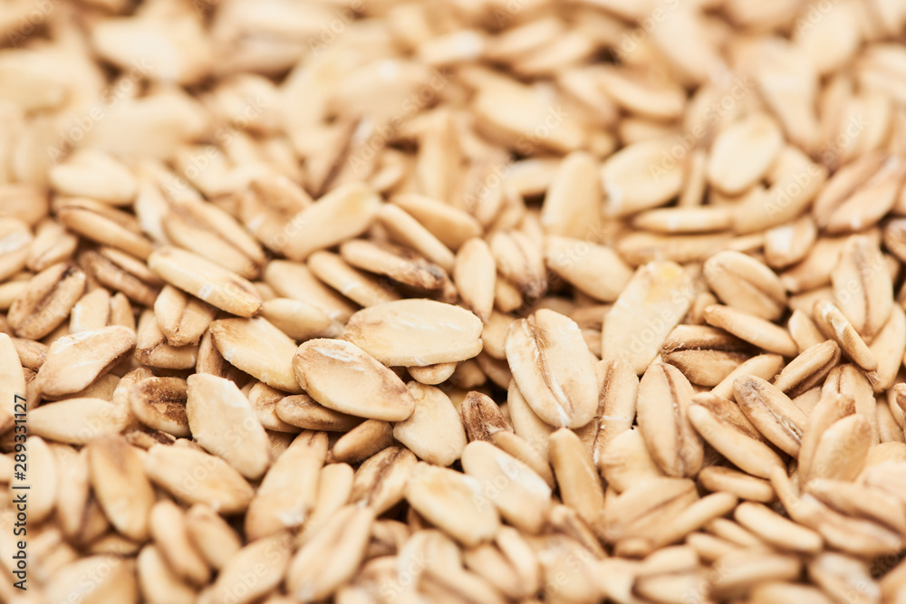 close up view of raw pressed organic oats
