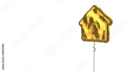 gold balloon symbol of house  on white background