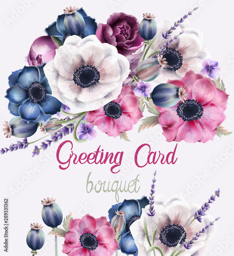 Autumn flowers greeting card vector watercolor. Isolated background. Provence...