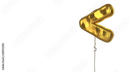 gold balloon symbol of less than on white background