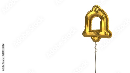 gold balloon symbol of notifications bell button on white background