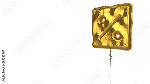 gold balloon symbol of percent on white background