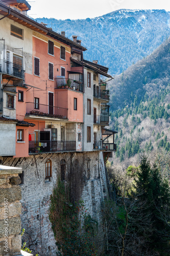 View of the town of Bagolino, a town famous for its "Bagoss" cheese, a tourist destination for mountain and lake holidays, surrounded by unspoilt nature.