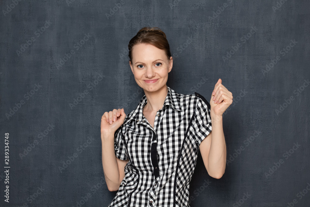 Portrait of happy girl dancing and having fun