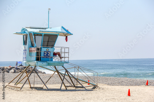 Lifeguard tower at South Carlsbad Ponto Beach in California