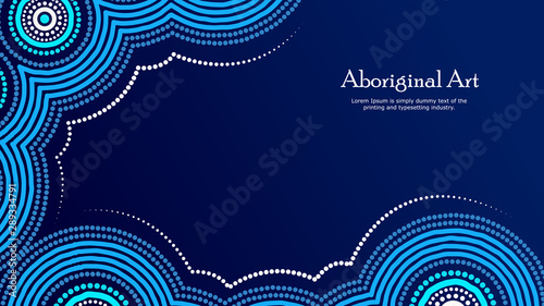 Aboriginal dot art vector banner with text.
