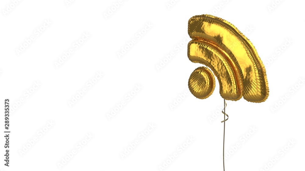 gold balloon symbol of rss on white background