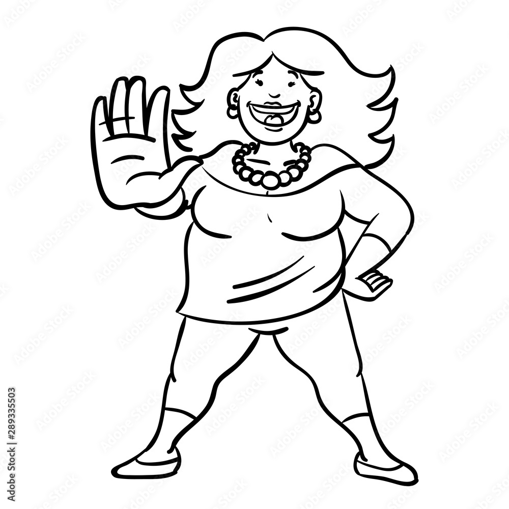 Chubby Woman With Long Hair Holding Her Hand Up And Stopping Distance chubby-woman-with-long-hair-holding-her-hand-up-and-stopping-distance
