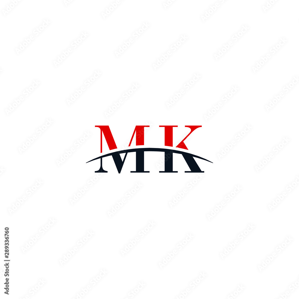 Initial letter MK, overlapping movement swoosh horizon logo company design inspiration in red and dark blue color vector Initial letter MK, overlapping movement swoosh horizon logo company design inspiration in red and dark blue color vector