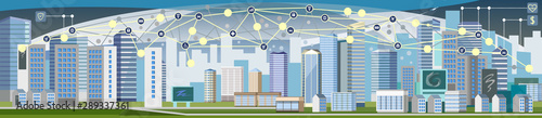 Smart, safe city for a happy life and a successful business. Background.