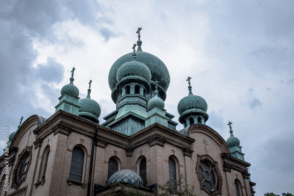 Russian church architecture with domes