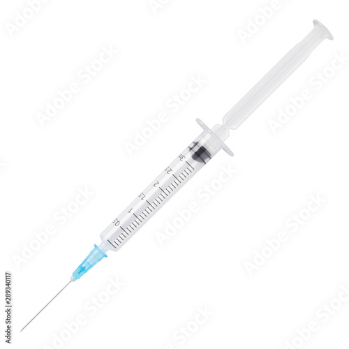 medical syringe isolated on white background. 3 ml photo