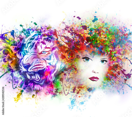abstract background with tiger and 