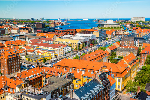 Beautiful aerial view of Copenhagen from above, Denmark