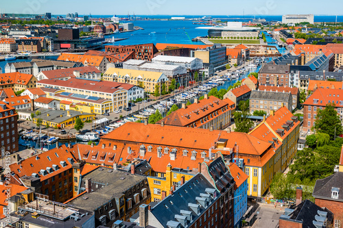 Beautiful aerial view of Copenhagen from above, Denmark